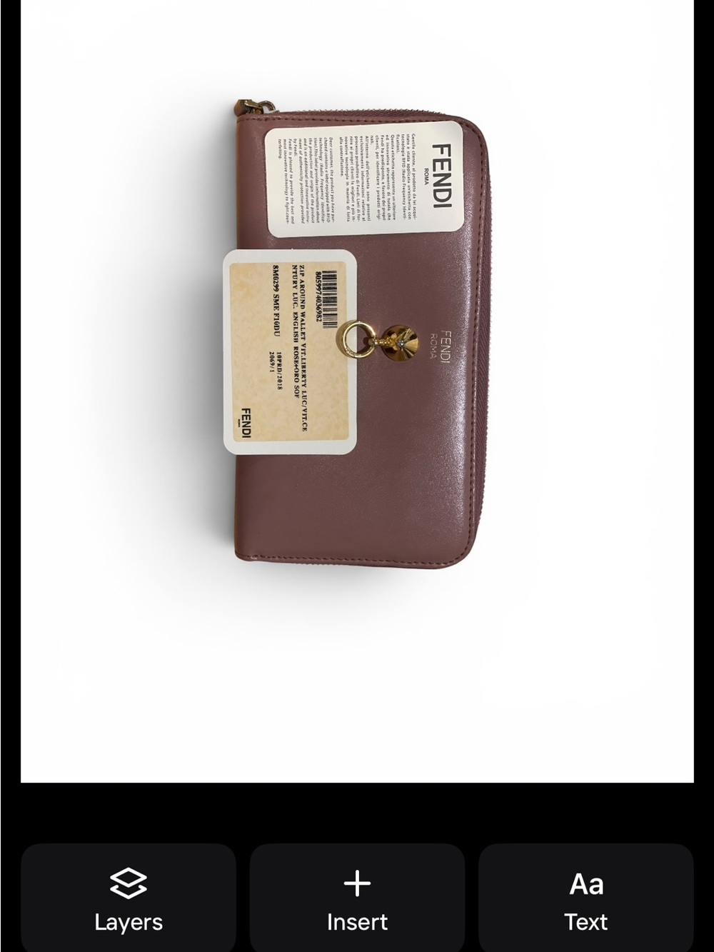 Fendi Roma zip around wallet in English Rose with RFID and Fendi box